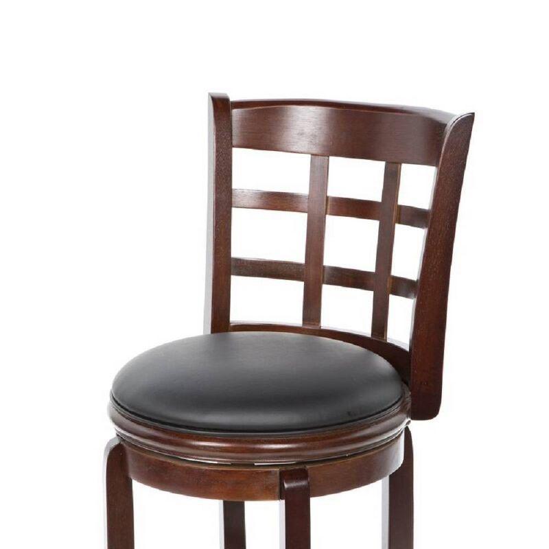 Kyoto Cherry Wood and Leather 360° Swivel Barstool