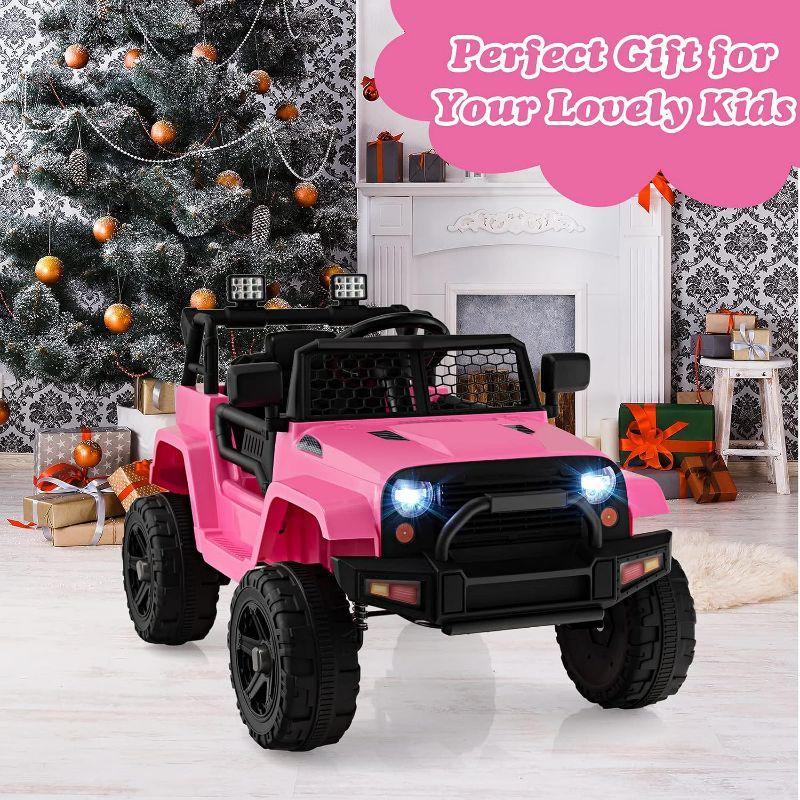 Costway 12V Kids Ride On Car Electric Vehicle Jeep with Parental Remote Music Horn Headlights Slow Start Function Pink