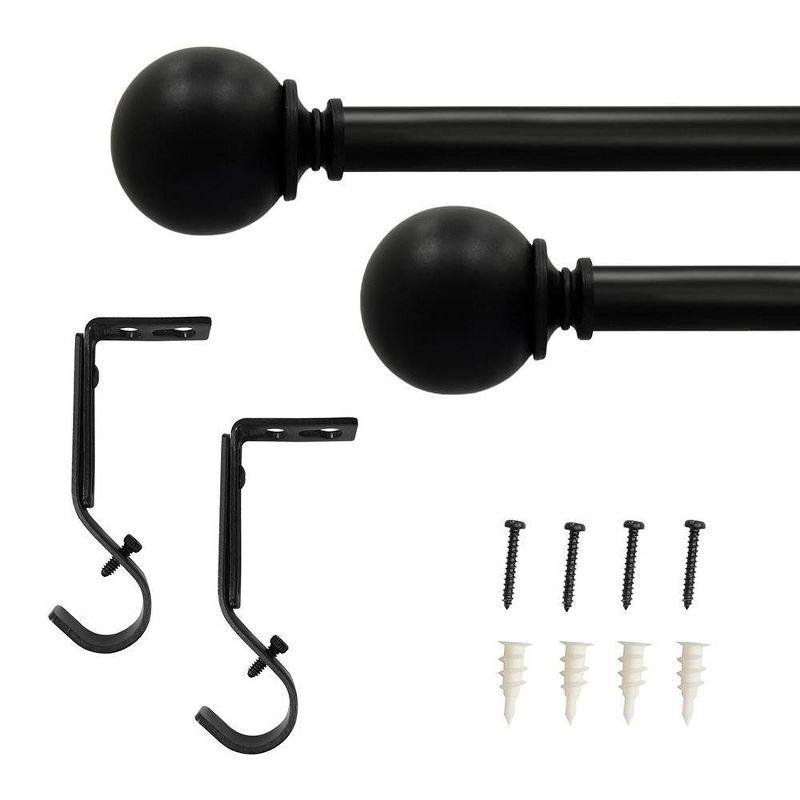 Decorative Drapery Curtain Rod with Sphere Finials Matte Black - Lumi Home Furnishings