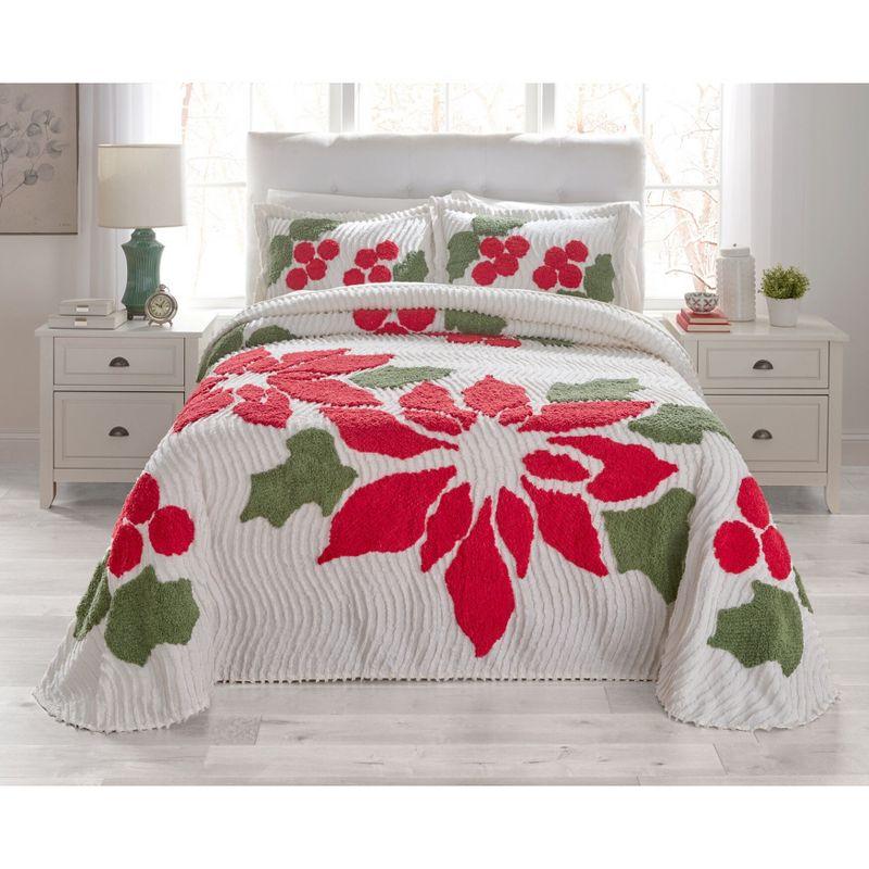 BrylaneHome Bloom Chenille Bedspread - Twin, Poinsettia