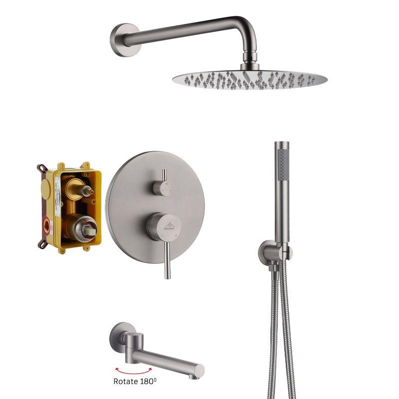 Luxury Wall-Mounted 3-Function Shower System Solid Brass Mixer Valve, 1.8 GPM Flow & Dual Showerheads with Rough-in Valve