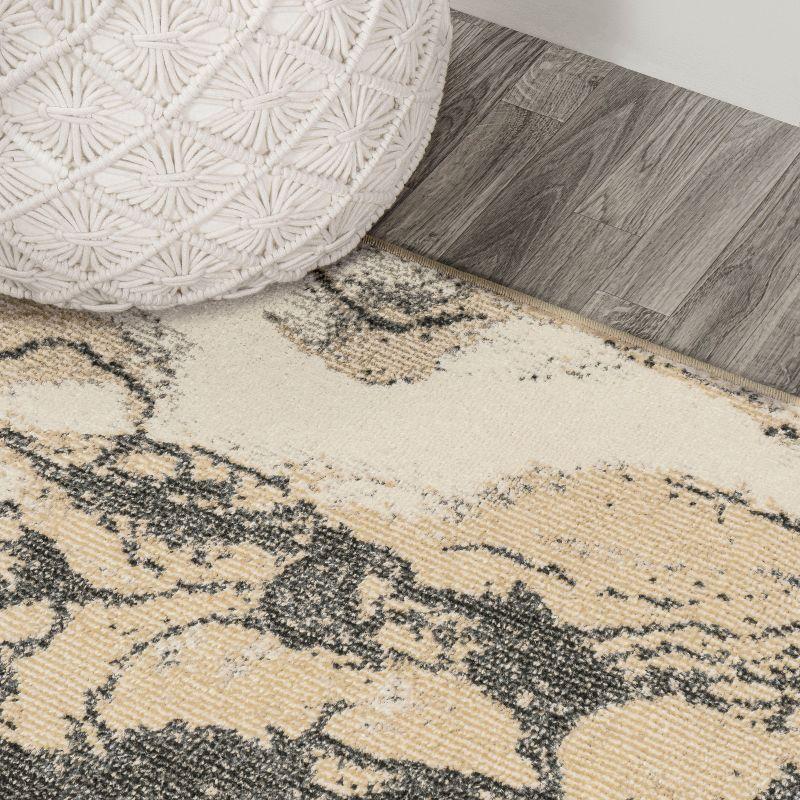 3' x 5' Marmo Abstract Marbled Modern Area Rug, Gold/Gray - JONATHAN Y