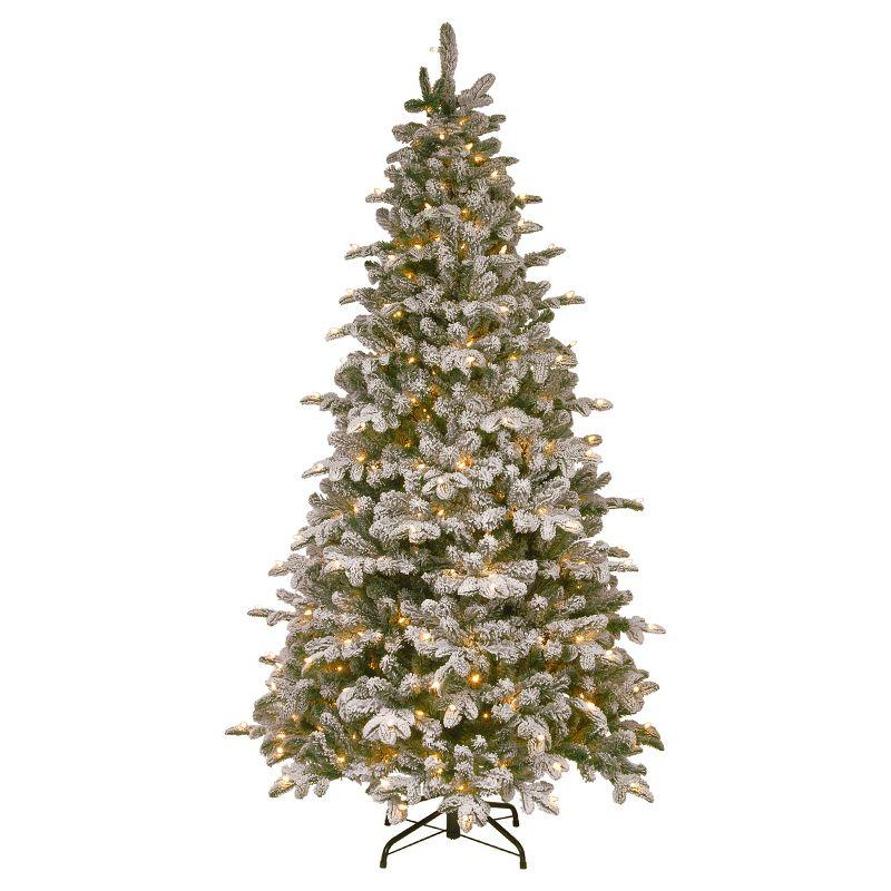 7.5' Pre-Lit Snowy Everest Fir Artificial Christmas Tree with Clear Lights