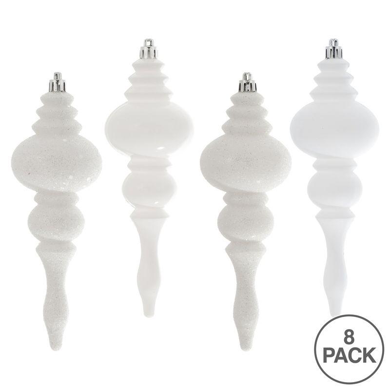 7" White Shatterproof Plastic Finial Ornament Set