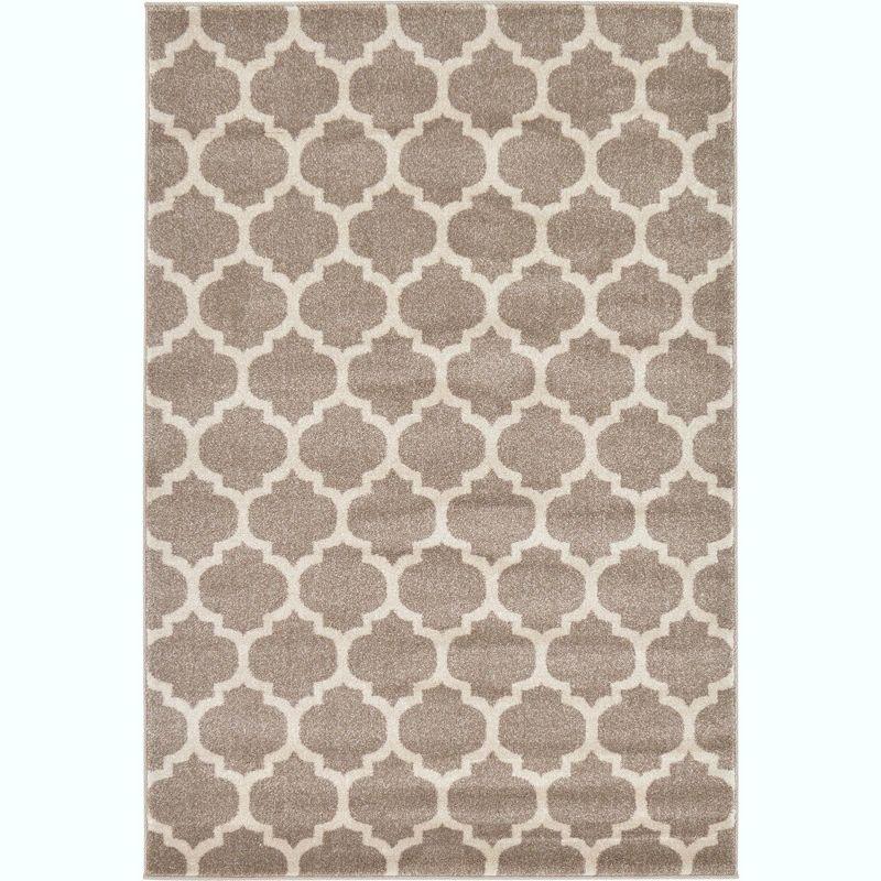 Unique Loom 4' 1 x 6' 1 Trellis Philadelphia Light Brown Area Rug