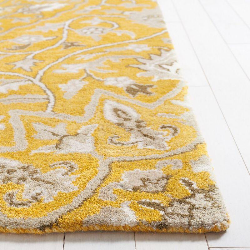 Bella Hand-Tufted Wool Square Area Rug in Gold and Taupe - 5' x 5'