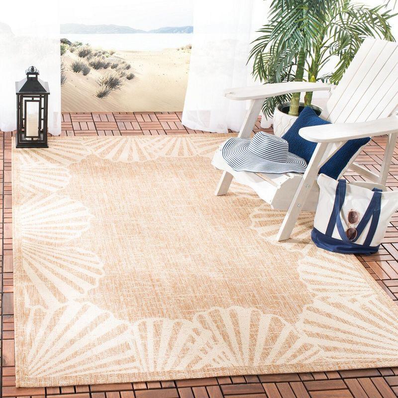 Natural Beige Rectangular Synthetic Indoor/Outdoor Rug