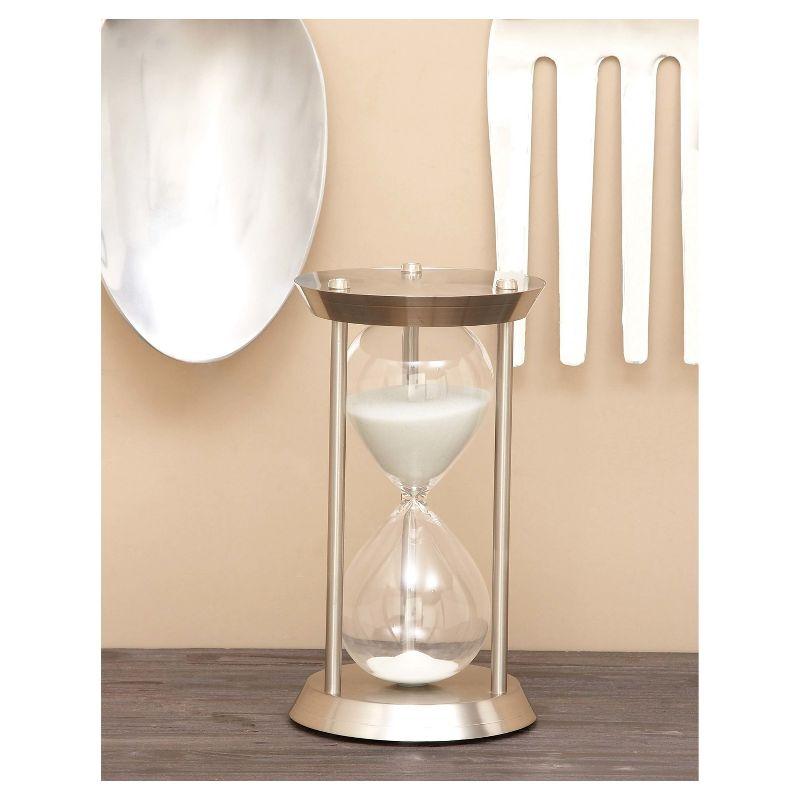 Elegant Silver Metal and Glass 12" Hourglass Sand Timer