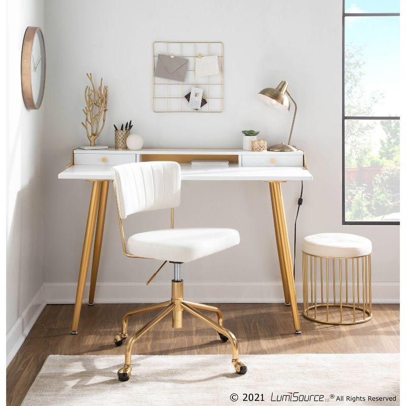 Canary Contemporary Nesting Ottomans Gold/Cream - LumiSource: Gold-Tone Metal, Velvet, No Assembly Required