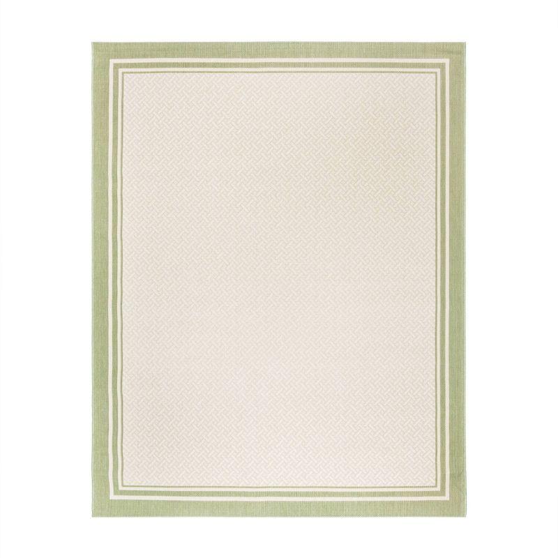 Gertmenian Paseo Soroa Palm Green/Beige Classic Border Indoor/Outdoor Flatweave Area Rug