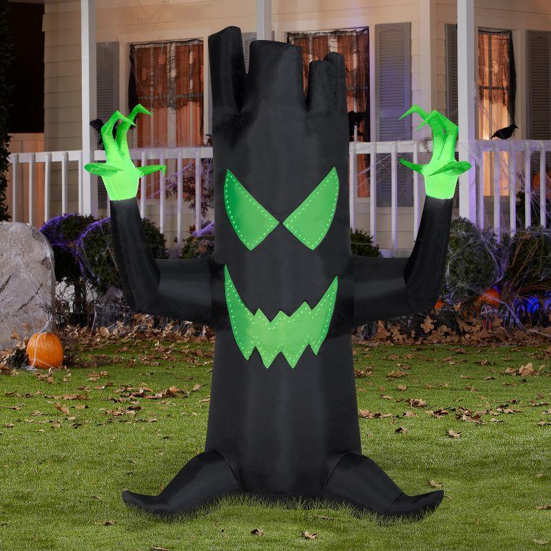 Spooky Black Inflatable Tree with Green LED Lights