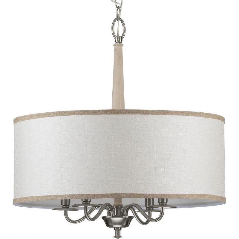 Durrell Brushed Nickel 21" Drum Chandelier with Sailcloth Linen Shade