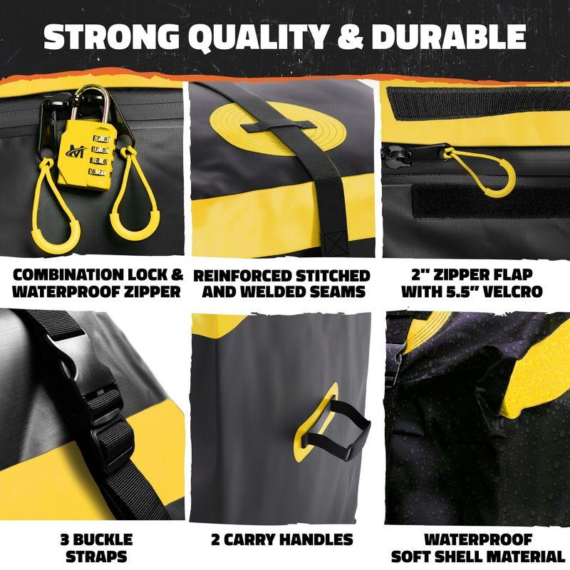 Mockins 20 Cu Ft. Yellow Weatherproof Cargo Carrier Bag (60"x20"x28.5") with Waterproof Zipper and Cargo Bag Accessories