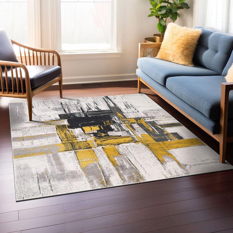 World Rug Gallery Contemporary Modern Abstract Area Rug - Gold 6'6"x6'6"