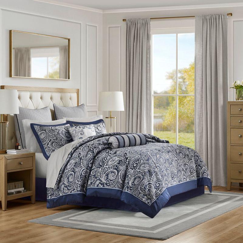 Madison Park Aubrey 12 Piece Comforter Set with Cotton Bed Sheets