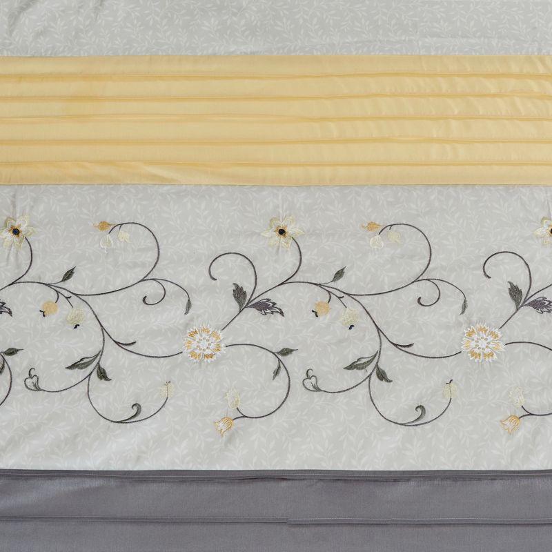 Madison Park Serene Faux Silk Embroidered Floral Shower Curtain