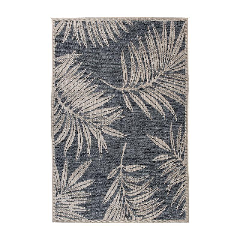 Blue Floral 5' x 7' Reversible Synthetic Area Rug