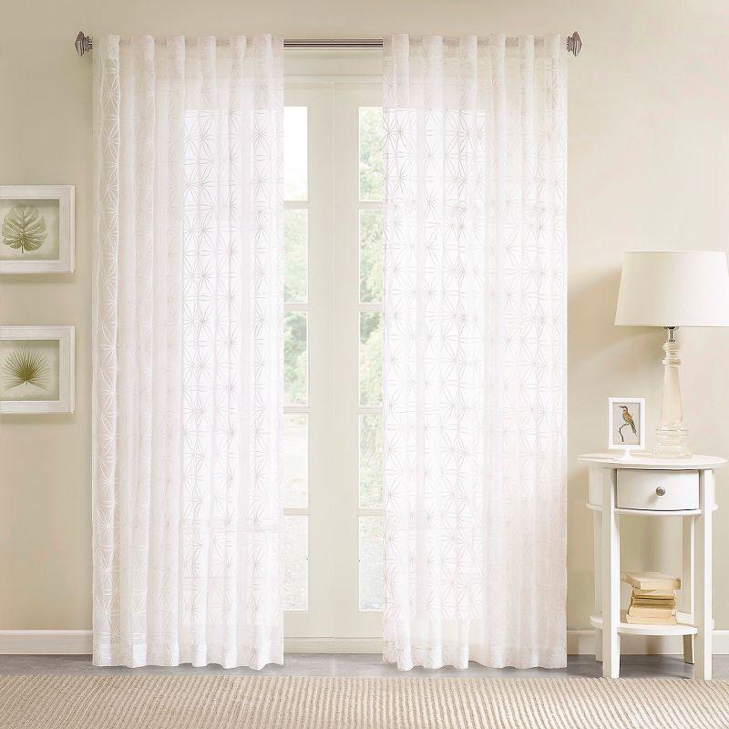 White Sheer Embroidered Ground Length Window Drapes