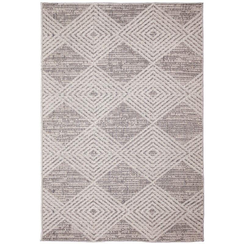 Modern Diamond Silver Handmade Flat Woven Rectangular Rug