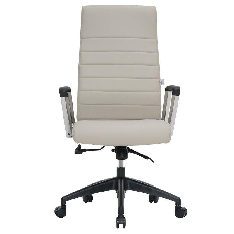 LeisureMod Hilton High-Back Adjustable Office Conference Chair Upholstered in Leather with Steel Frame in Tan