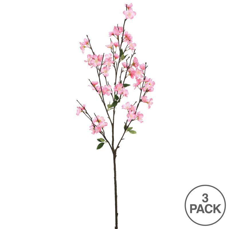 Vickerman 40'' Artificial Pink Cherry Blossom Spray, 3 per Pack.