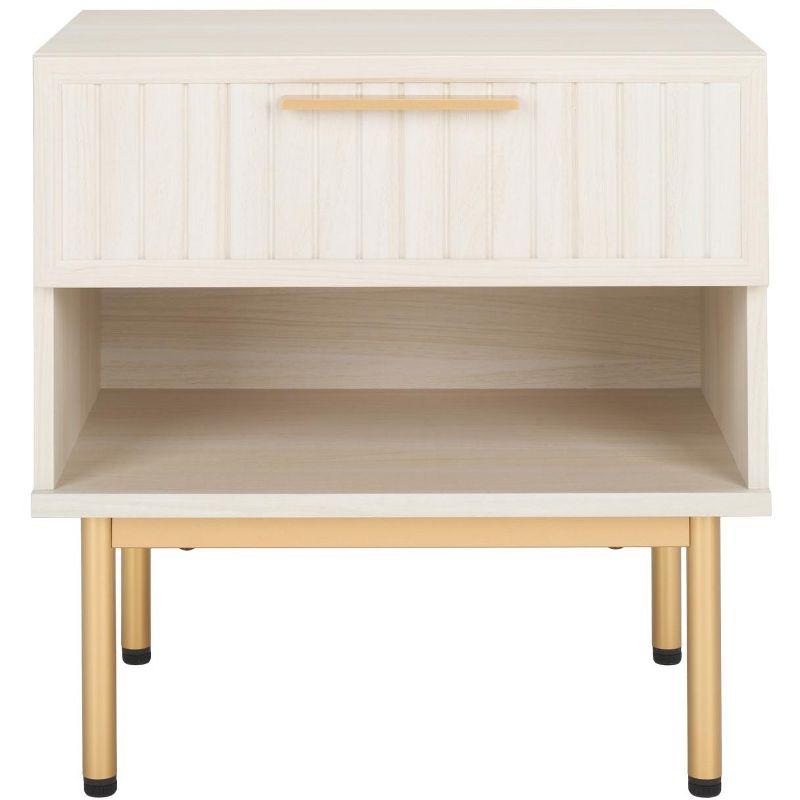 Axelle 1 Drawer Nightstand - Bleached White/Gold - Safavieh