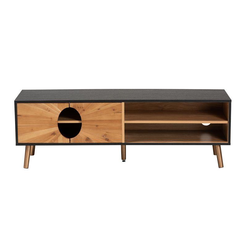 Baxton Studio Chester Modern and Contemporary Two-Tone Dark and Natural Brown Finished Wood TV Stand