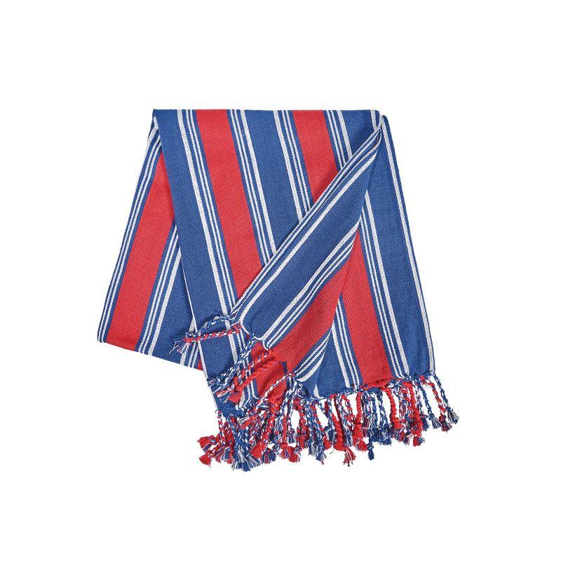 Gideon Stripe Red and Blue Cotton Patriotic Throw Blanket