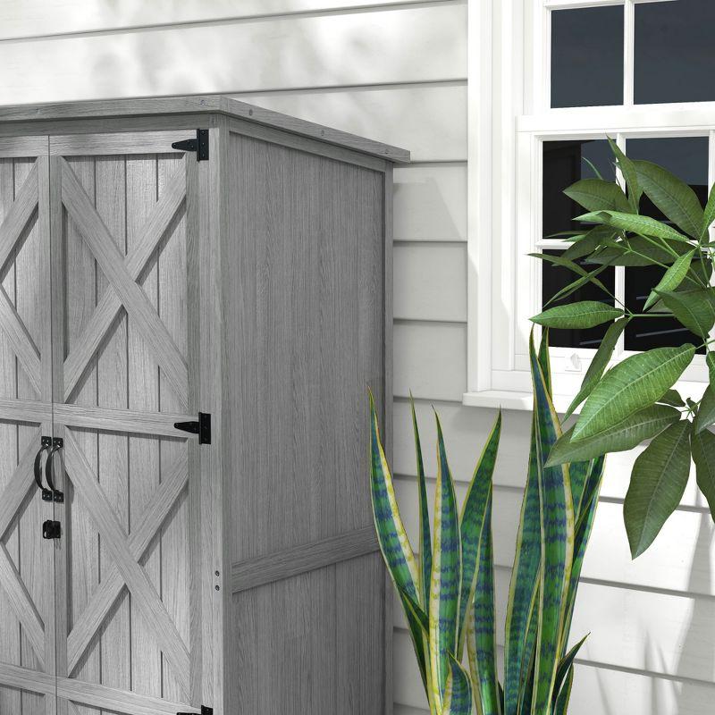 Outsunny Outdoor 3 ft. W x 2 ft. D Wood Vertical Tool Shed