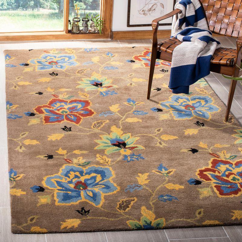 Soho Hand Tufted Floral Wool Area Rug in Brown and Multi