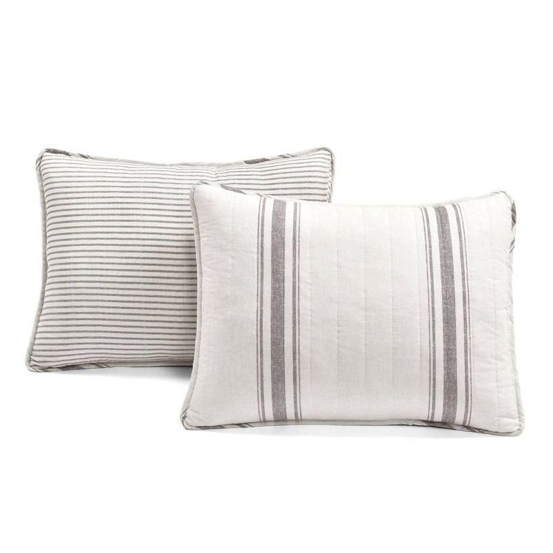 Farmhouse Striped Reversible Quilt Bedding Set - Lush Décor