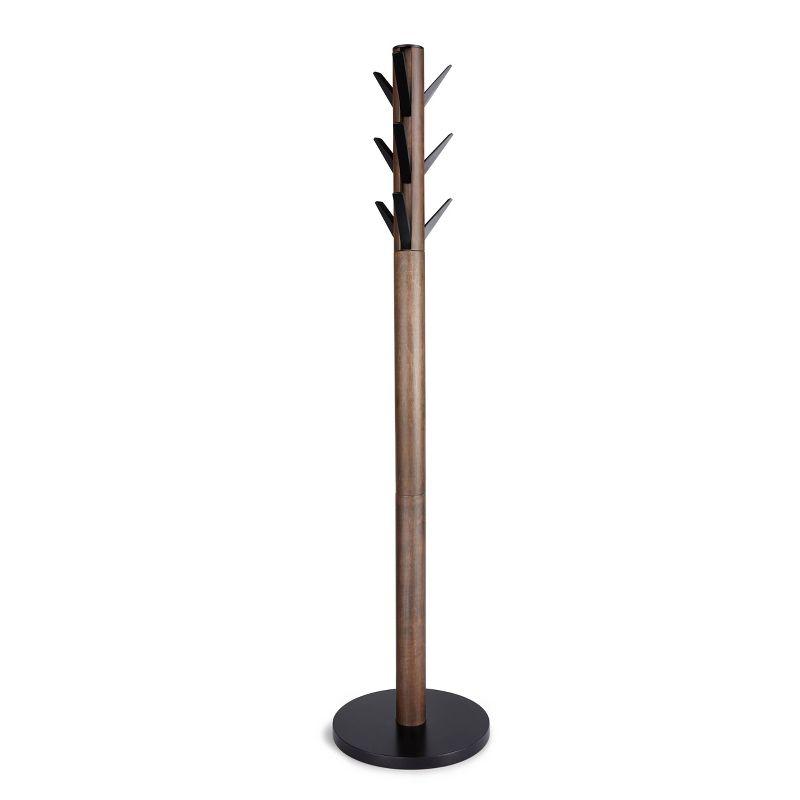 Flapper Sleek Black/Walnut 9-Hook Freestanding Coat Rack