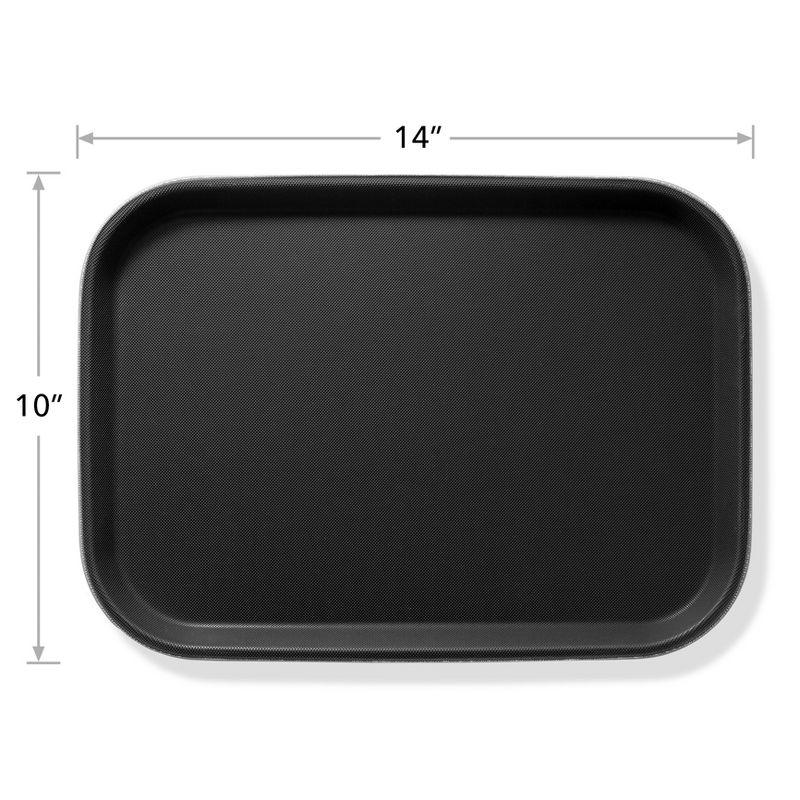 Jubilee Heavy-Duty 10" x 14" Black Non-Skid Rectangular Serving Tray Set