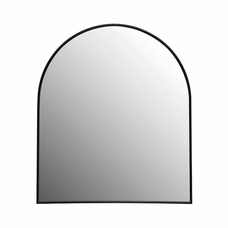 Black Metal Arched Wall Mirror with Sleek Frame