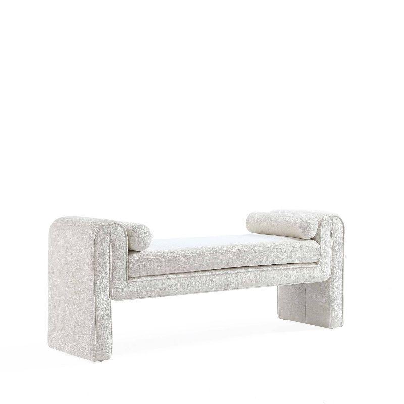 Manhattan Comfort 59" Concord Modern Chenille Upholstered Bench Ivory