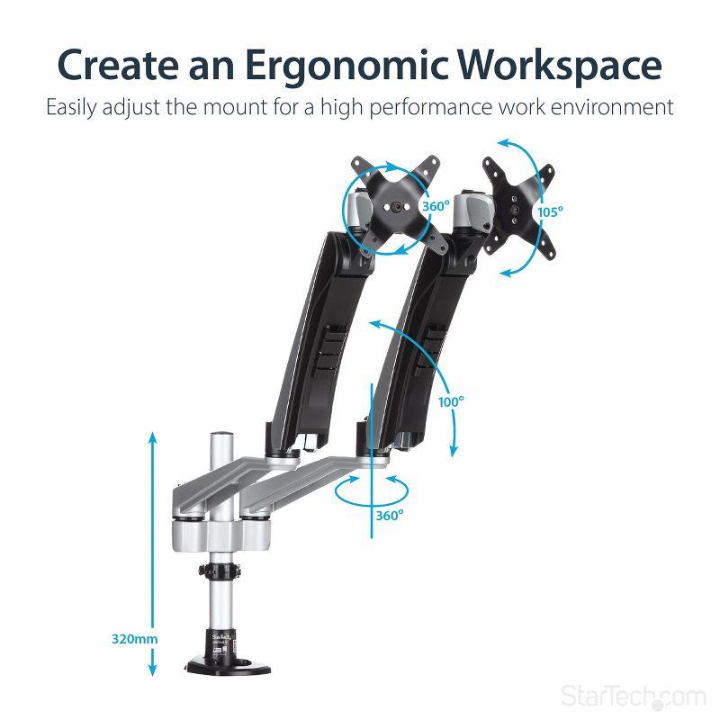 StarTech Dual Monitor Mount with Full-Motion Arms - Stackable