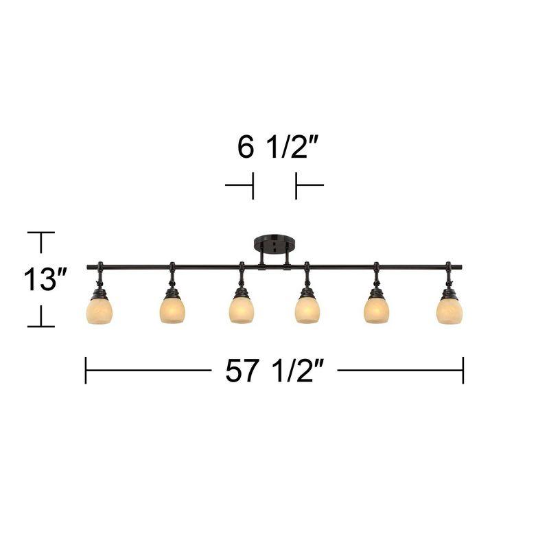 Pro Track Elm Park 6-Head Ceiling Track Light Fixture Kit Spot Light Directional Brown Bronze Finish Amber Glass Western Kitchen Bathroom 57 1/2" Wide