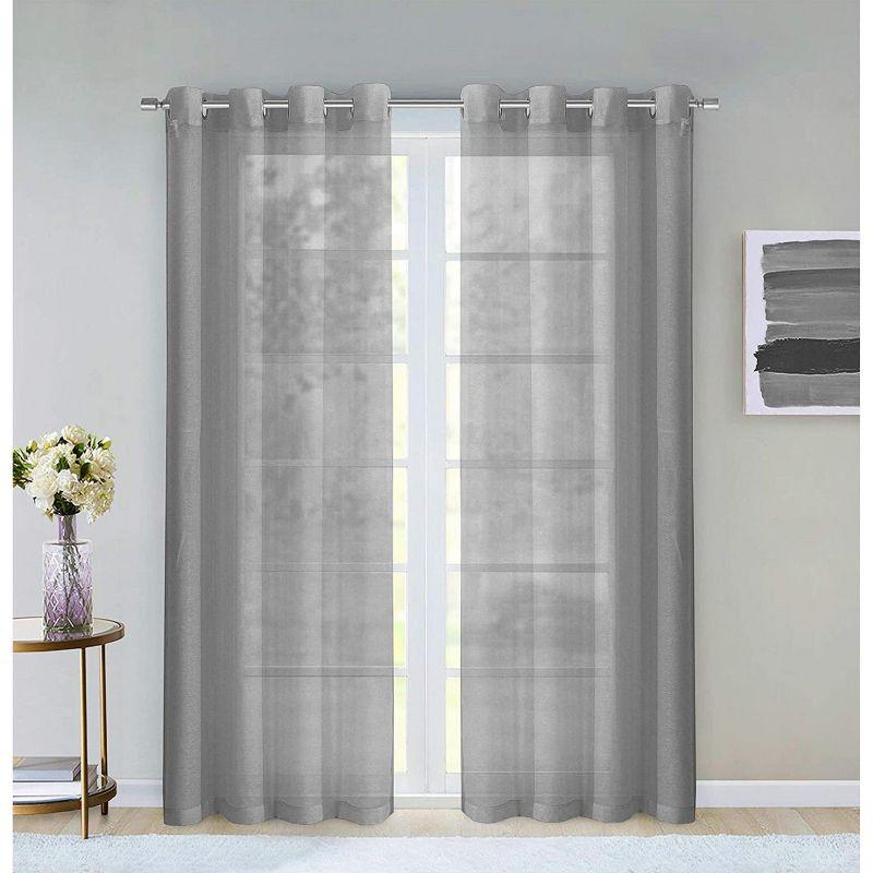Dainty Home Solid Sheer Curtains for Living Room and Bedroom 110"W x 84"L Window Sheers Window Drapes (Set of 2)