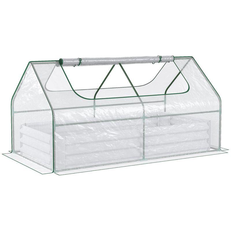 Outsunny Steel Raised Garden Bed with Clear Plastic Greenhouse Cover