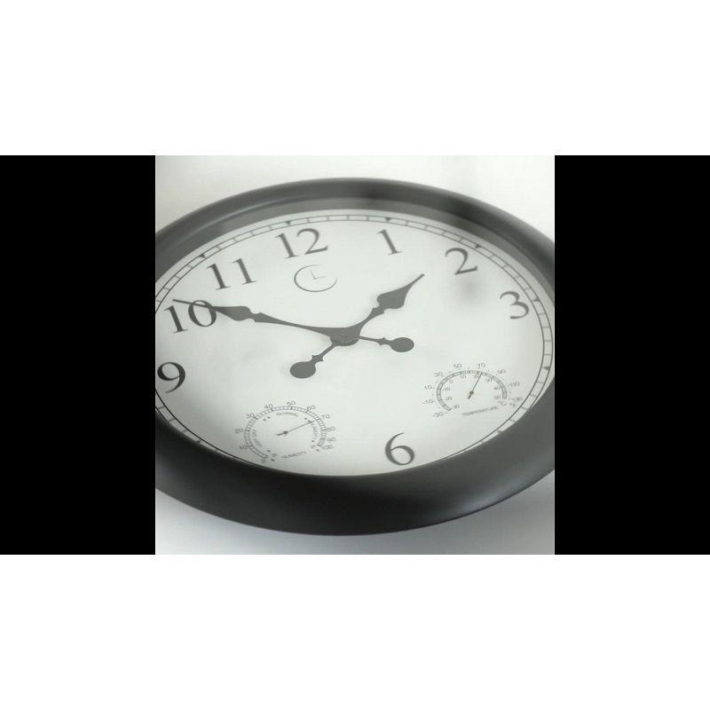 Clockswise 18 Inch Outdoor Wall Clock Thermometer Combo, Waterproof Hygrometer Silent Battery Operated Clocks Timepiece Garden Weather Master Station