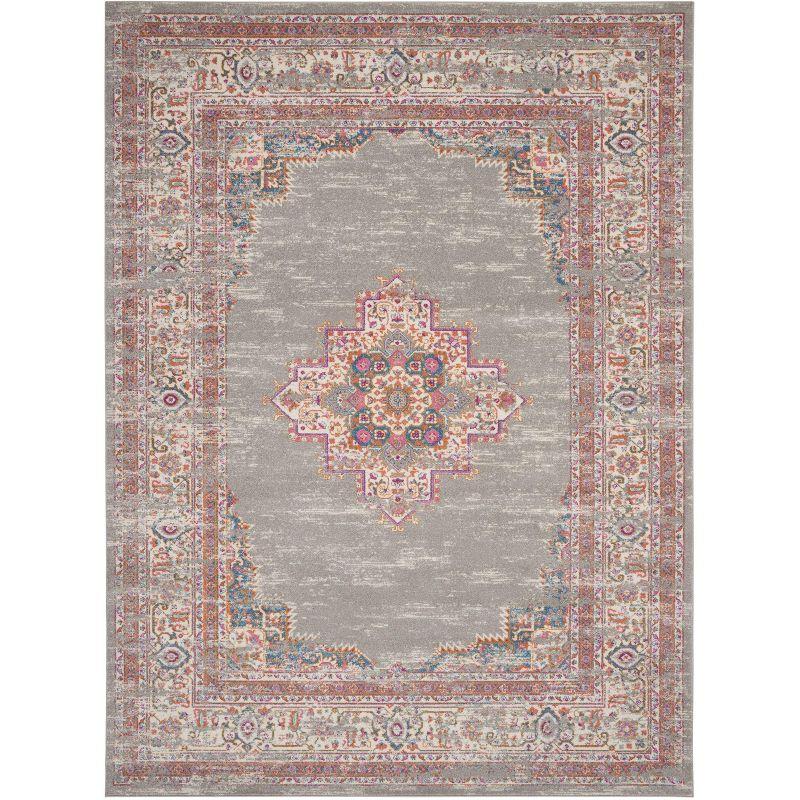 Nourison Passion Medallion Bohemian Indoor Rug Grey 12' x 15'