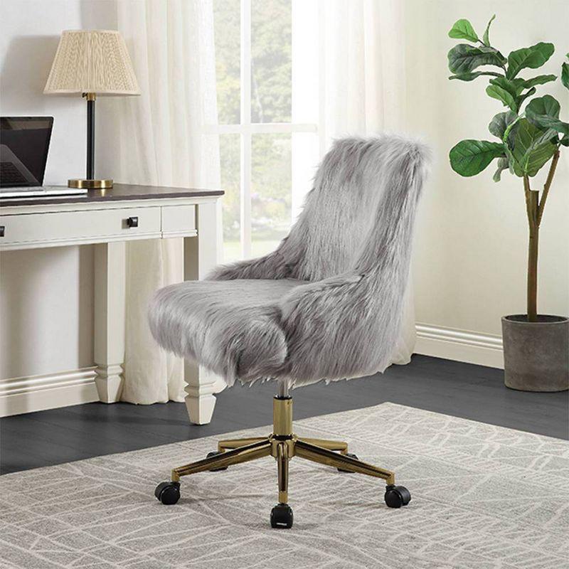 Modern Gray Fabric Mesh Office Chair with Swivel Base and Fixed Arms