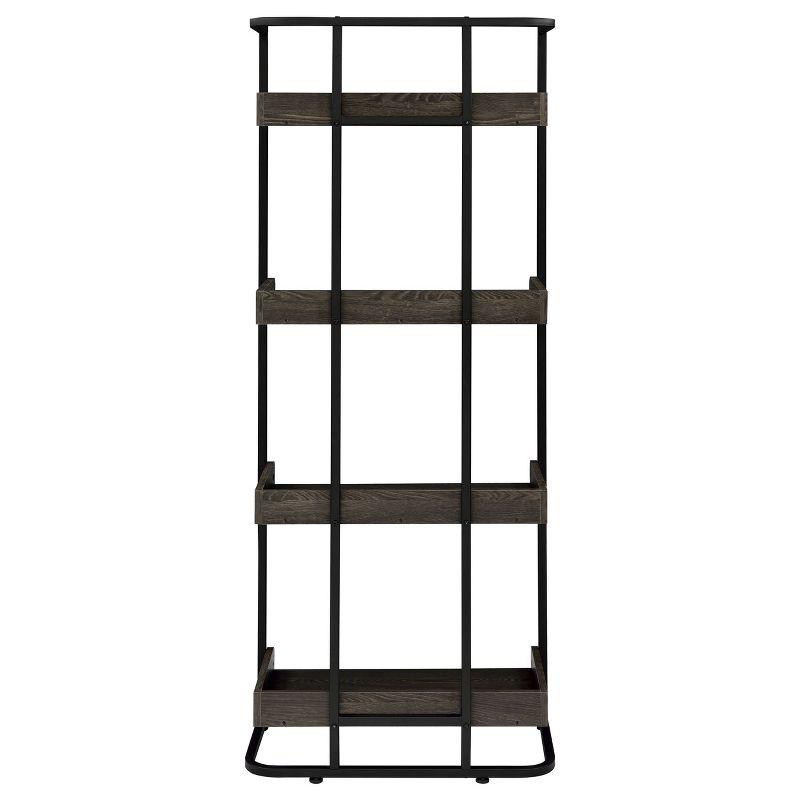 67.5" Ember 4 Shelf Bookcase Dark Oak - Coaster: Modern Industrial Style, Melamine Veneer, Rounded Base
