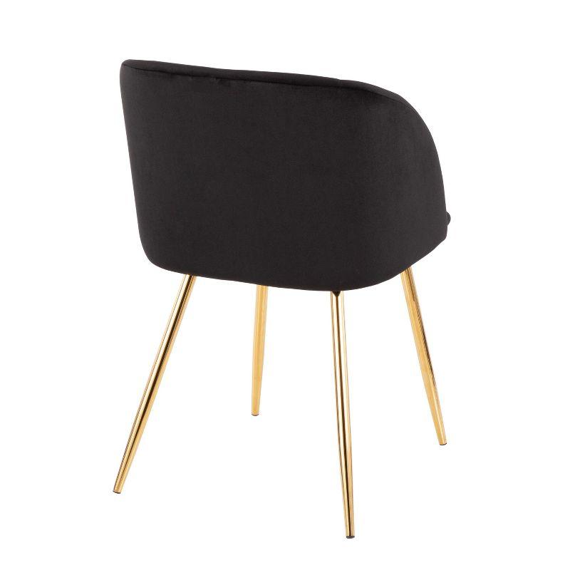 Set of 2 Fran Contemporary Dining Chairs Black/Gold - LumiSource: Velvet Upholstery, Metal Legs, Padded Bucket Seat