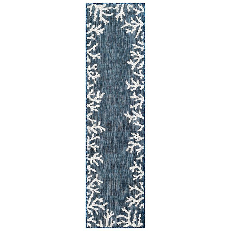 Liora Manne Carmel Coral Border Indoor/Outdoor Rug Navy 1'11" x 7'6"