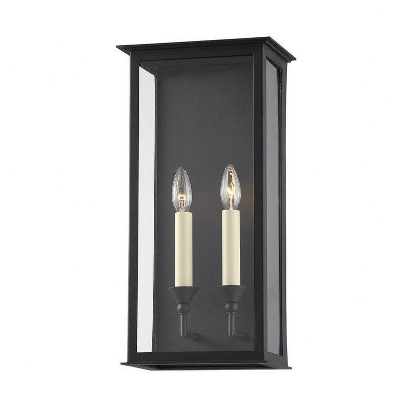 Chauncey Textured Black 2-Light Wall Sconce with Clear Glass