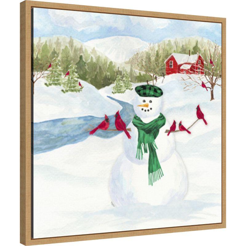 Amanti Art Snowman Christmas II by Tara Reed Canvas Wall Art Print Framed 22 x 22-in.