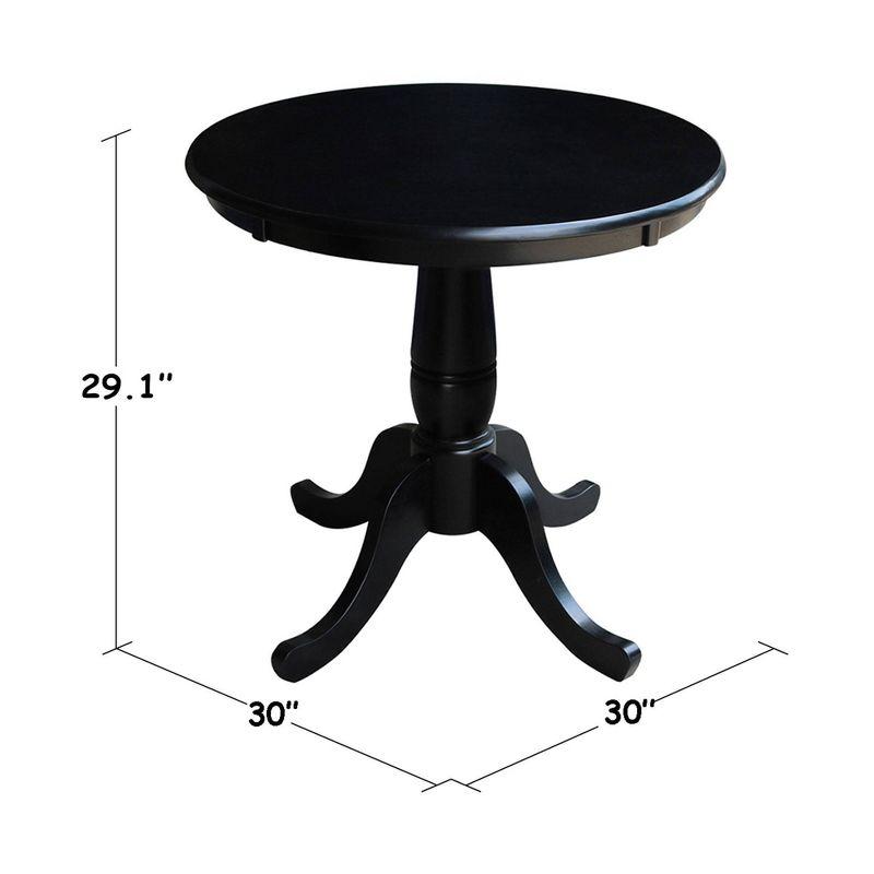 International Concepts Morgan 30" Round Top Pedestal Dining Table  Black: Wood, 4-Seater Kitchen Furniture