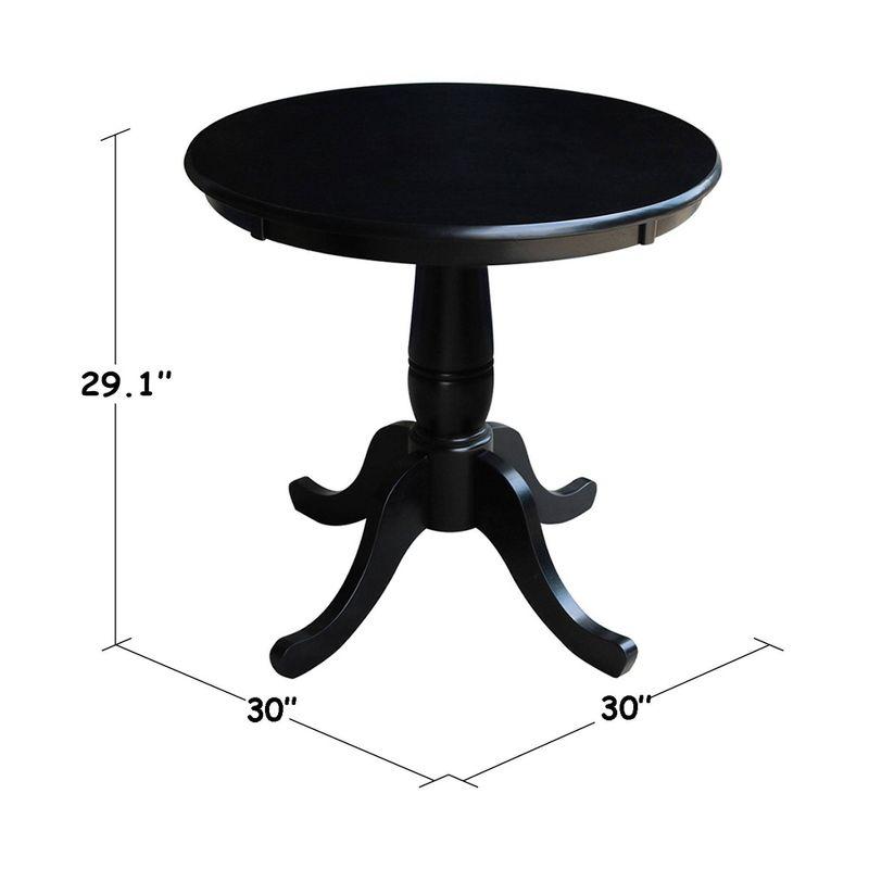 30" Black Round Wood Pedestal Dining Table