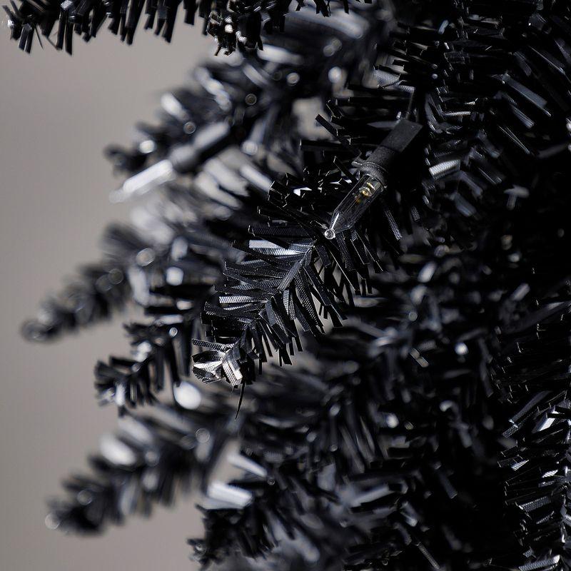 Polygroup Trading Ltd Home Heritage 7 Foot Pencil Slim Artificial Prelit Christmas Tinsel Tree, Black